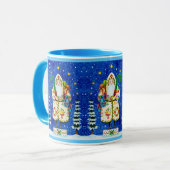 PRIMITIVE FOLKART BALTIMORE QUILT FATHER CHRISTMAS MOK (Voorkant links)