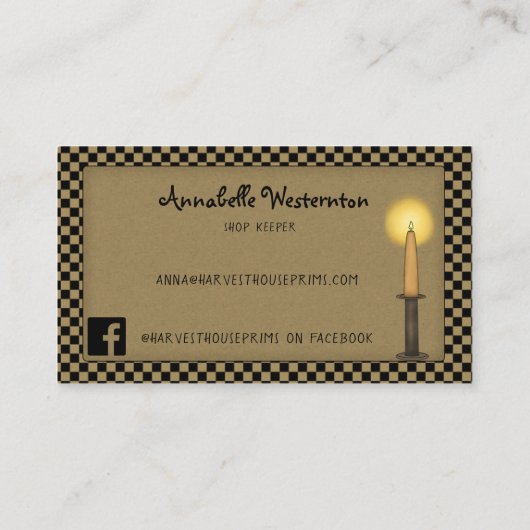 Primitive Harvest House Rustic Country Custom Visitekaartje (Achterkant)