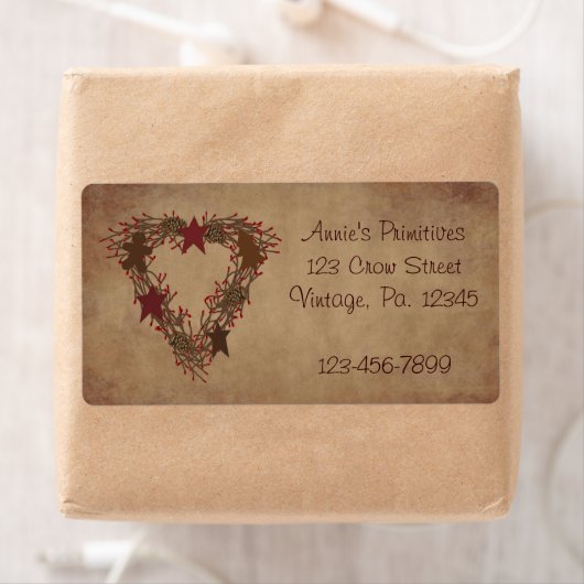 Primitive Holiday Wreatlabel Etiket (Insitu)