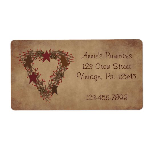 Primitive Holiday Wreatlabel Etiket (Voorkant)