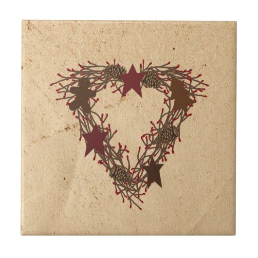 Primitive Holiday Wreatle Tile Tegeltje (Voorkant)
