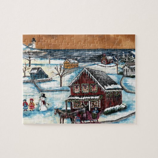 Primitive New England Kerstmis Legpuzzel (Horizontaal)
