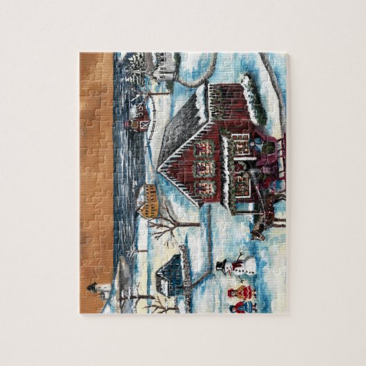 Primitive New England Kerstmis Legpuzzel (Verticaal)