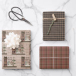 Primitive Papers - Wynter Welcome Snowmen - Plaids Inpakpapier Vel<br><div class="desc">Reeks van drie primitieve, landstijl het verpakken documenten. Twee primitieve sneeuwmannen buiten het antiek koloniale huis, zeggen "Wynter Welcome" boven hen. Er is ook een boom met sneeuw op de takken en twee zwarte kraaien en de achtergrond is een gesimuleerde theebevlekte geweven linnen. Het tweede papier is zwart en beige...</div>