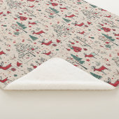 Primitive Reindeer Christmas Blanket | Folk Art  Sherpa Deken (3/4)