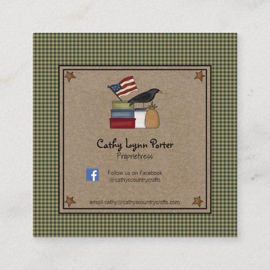 Primitive Rusty Stars Homespun Visitekaartje (Achterkant)