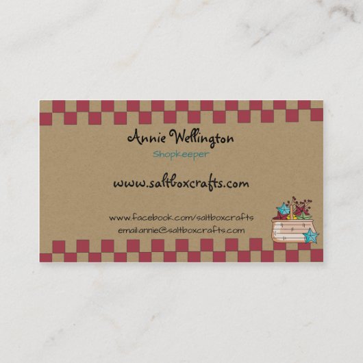 Primitive Saltbox House Visitekaartje (Achterkant)