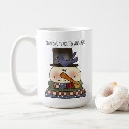 Primitive Snowman Coffee Cup Koffiemok