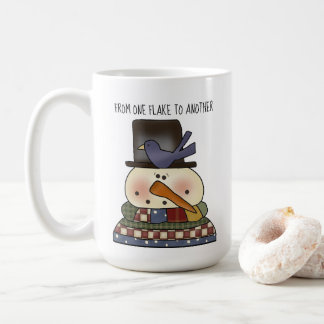 Primitive Snowman Coffee Cup Koffiemok