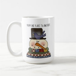 Primitive Snowman Coffee Cup Koffiemok