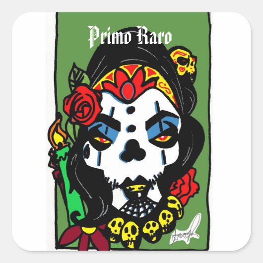 Primo Raro Spaanse Kousin Freaky Vierkante Sticker (Voorkant)