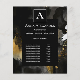 Primordiale Sweep Zwart Goud Abstract Design Flyer