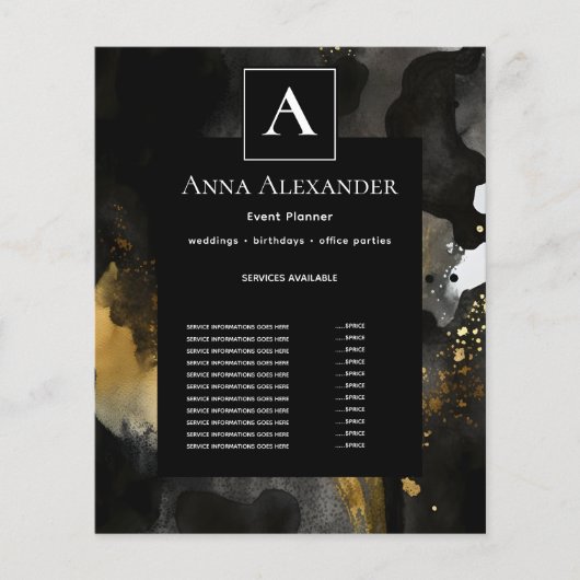Primordiale Sweep | Zwart Goud Abstract Design Flyer (Voorkant)