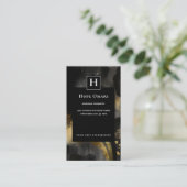 Primordiale Sweep | Zwart Goud Abstract Design Visitekaartje (Staand voorkant)