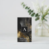Primordiale Veeg | Zwarte Goud Abstract Design Visitekaartje (Staand voorkant)