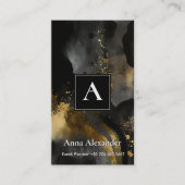 Primordiale Veeg | Zwarte Goud Abstract Design Visitekaartje (Voorkant)