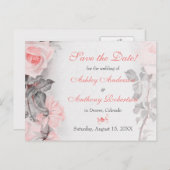 Primose Roze Rose Bruiloft Save the Date Aankondigingskaart (Voorkant / Achterkant)