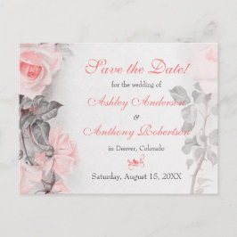 Primose Roze Rose Bruiloft Save the Date Aankondigingskaart