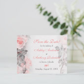 Primose Roze Rose Bruiloft Save the Date Aankondigingskaart (Staand voorkant)