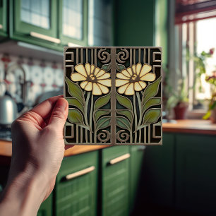 Primrose Art Deco Bloemen Wanddecoratie Art Nouvea Tegeltje