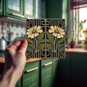 Primrose Art Deco Bloemen Wanddecoratie Art Nouvea Tegeltje