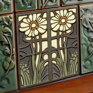 Primrose Art Deco Bloemen Wanddecoratie Art Nouvea Tegeltje