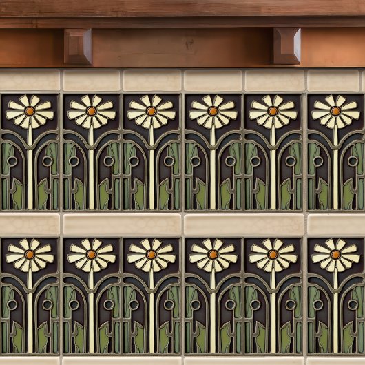 Primrose Art Deco Bloemen Wanddecoratie Art Nouvea Tegeltje