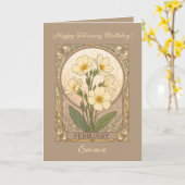 Primrose Birthday Flowers February Art Nouveau Sty Kaart (Gele Bloem)