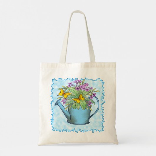 Primrose bloemen Watercan Tote Bag (Achterkant)