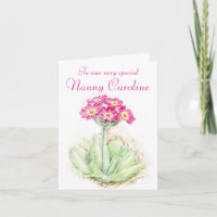 Primrose bloemenroze nanny verjaardagskaart