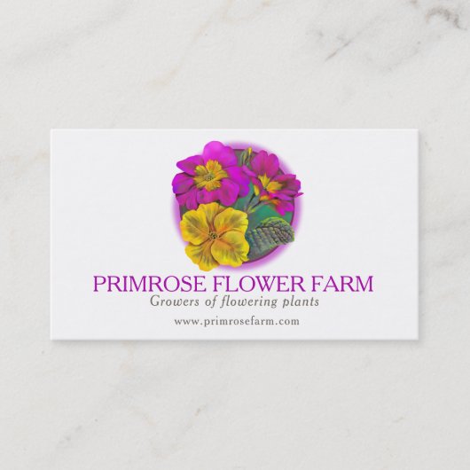 Primrose boerderij plant visitekaartje (Voorkant)