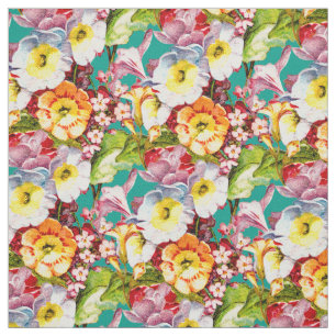Primrose Bouquet Vintage Girly Blauwgroen Floral P Stof
