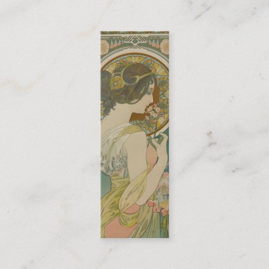 Primrose door Alphonse Mucha (1899) Bladwijzer Mini Visitekaartje (Voorkant)
