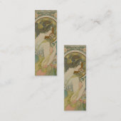 Primrose door Alphonse Mucha (1899) Bladwijzer Mini Visitekaartje (Voorkant / Achterkant)