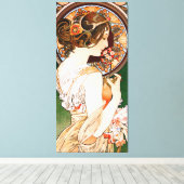 Primrose door Alphonse Mucha Canvas Afdruk (Insitu (Houten vloer))