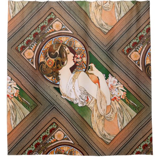 Primrose door Alphonse Mucha Douchegordijn (Voorkant)