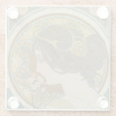 Primrose door Alphonse Mucha Glazen Onderzetter (Achterkant)