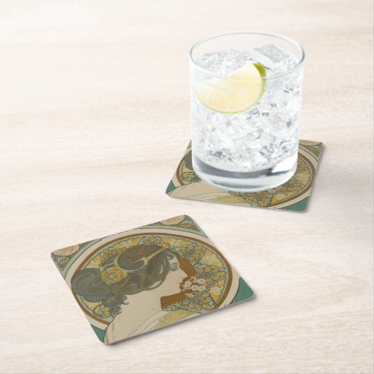 Primrose door Alphonse Mucha Kartonnen Onderzetters (Insitu)