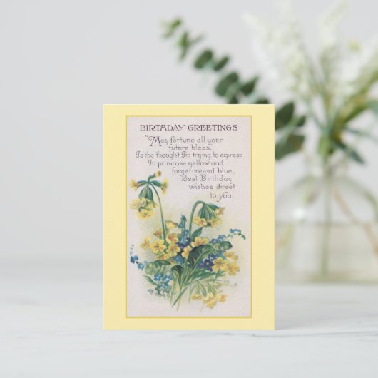 Primrose en vergeet-mij-niet  Verjaardag Briefkaart