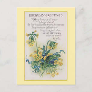 Primrose en vergeet-mij-niet  Verjaardag Briefkaart