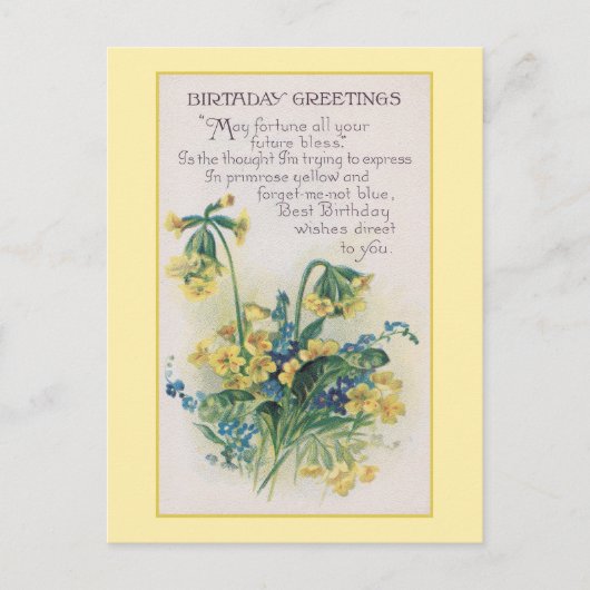 Primrose en vergeet-mij-niet  Verjaardag Briefkaart (Voorkant)