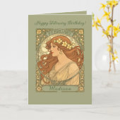 Primrose Flowers Art Nouveau Style February Birthd Kaart (Gele Bloem)