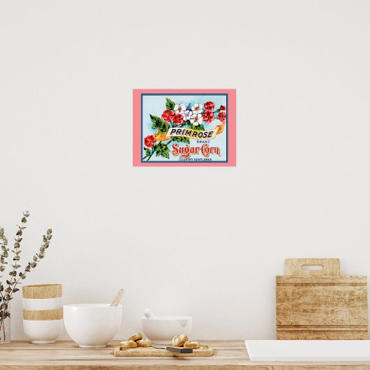 Primrose Flowers  Crate Label Art Poster (Keuken)