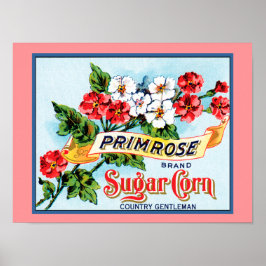 Primrose Flowers  Crate Label Art Poster