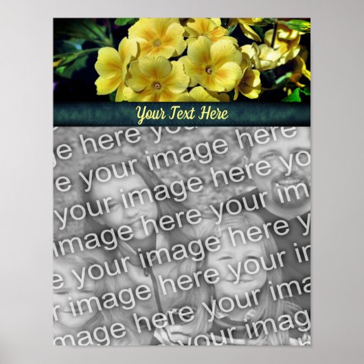 Primrose Flowers Voeg uw foto gepersonaliseerd toe Poster (Voorkant)