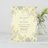Primrose Geschilderde Blad Bruiloft Kaart (Staand voorkant)