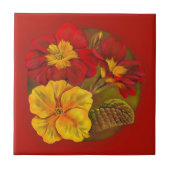 Primrose rood en geel fijn geverfd tegel tegeltje (Voorkant)