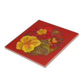 Primrose rood en geel fijn geverfd tegel tegeltje (Zijkant)