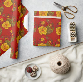 Primrose rood en geel fine art schilderij wrap cadeaupapier