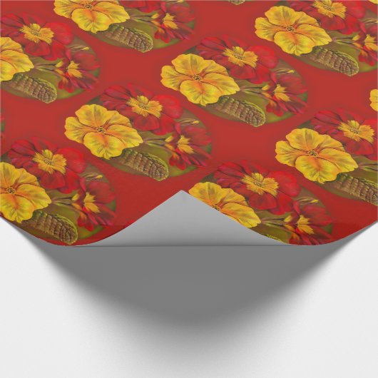 Primrose rood en geel fine art schilderij wrap cadeaupapier (Hoek)